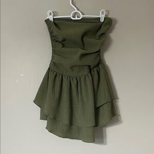 Cider Olive Green Mini Dress